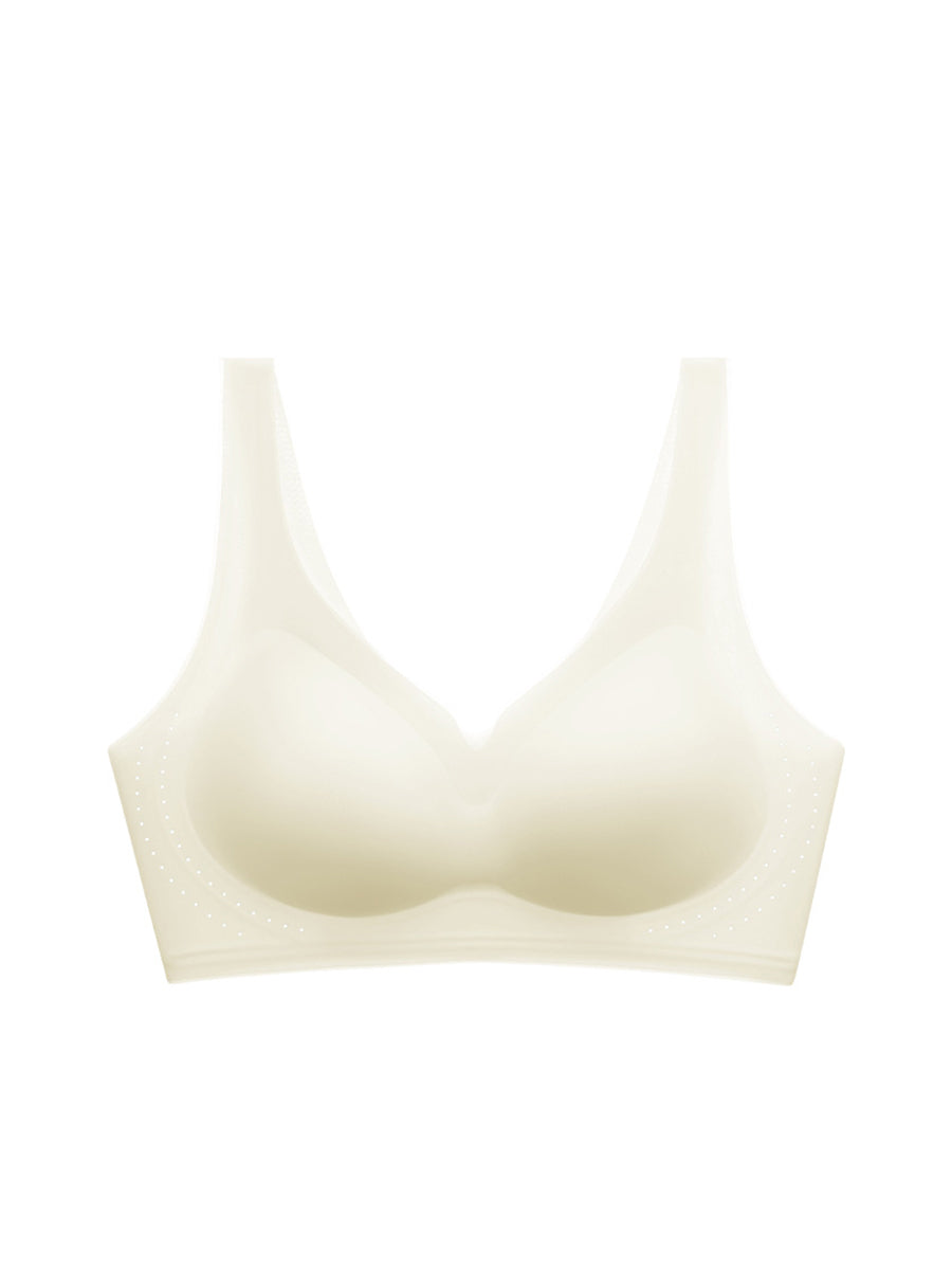 Women Summer Casual Pure Color Satin Seamless Bra