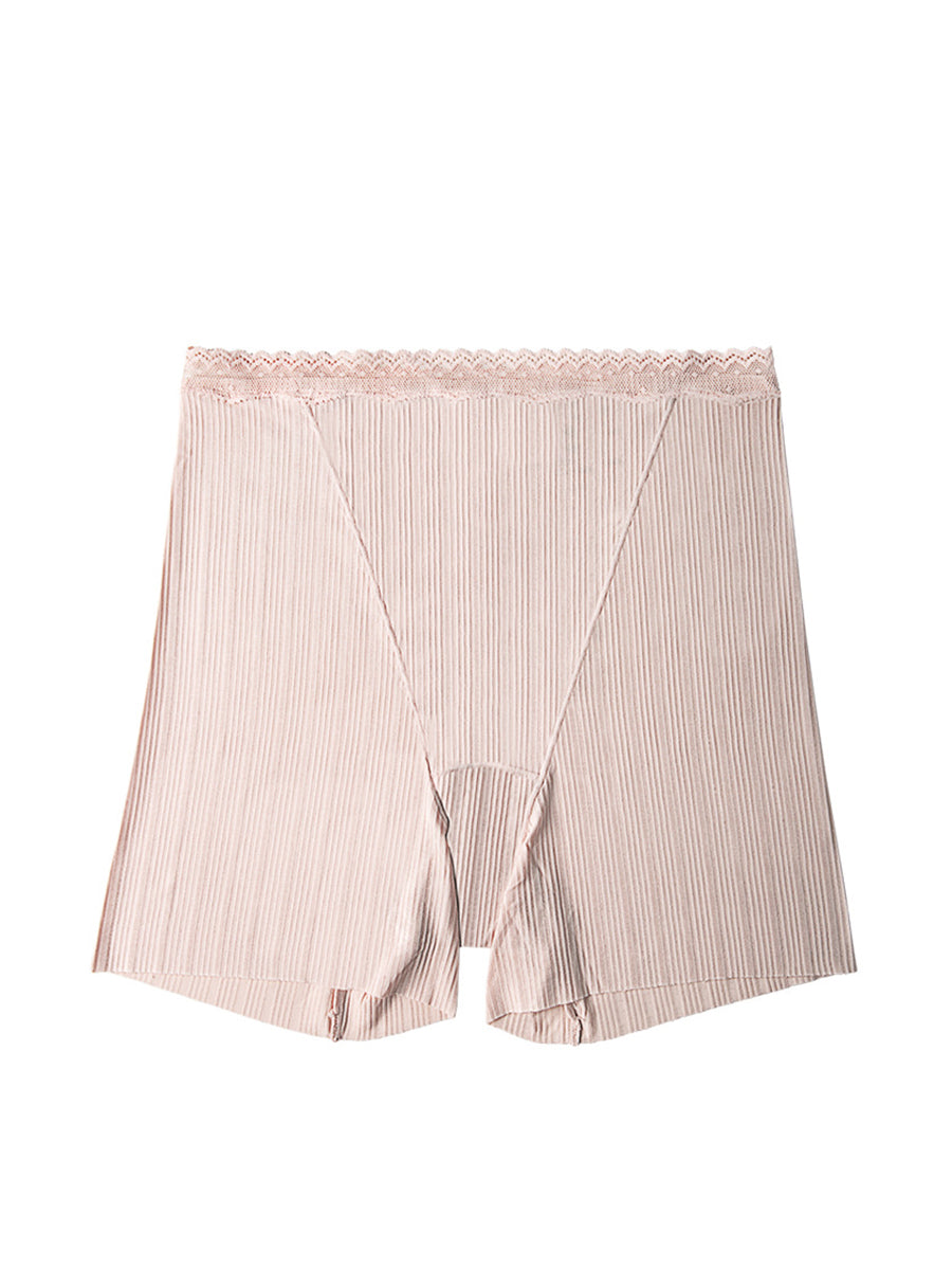 Women Pure Color Lace Waist Safety Bottom Pants