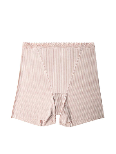 Women Pure Color Lace Waist Safety Bottom Pants