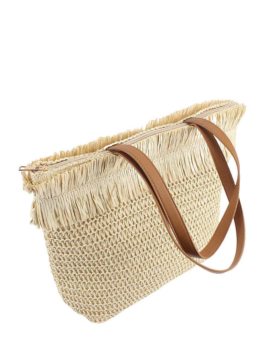 Women Casual Straw Weave Shoulder Bag Beach Bag