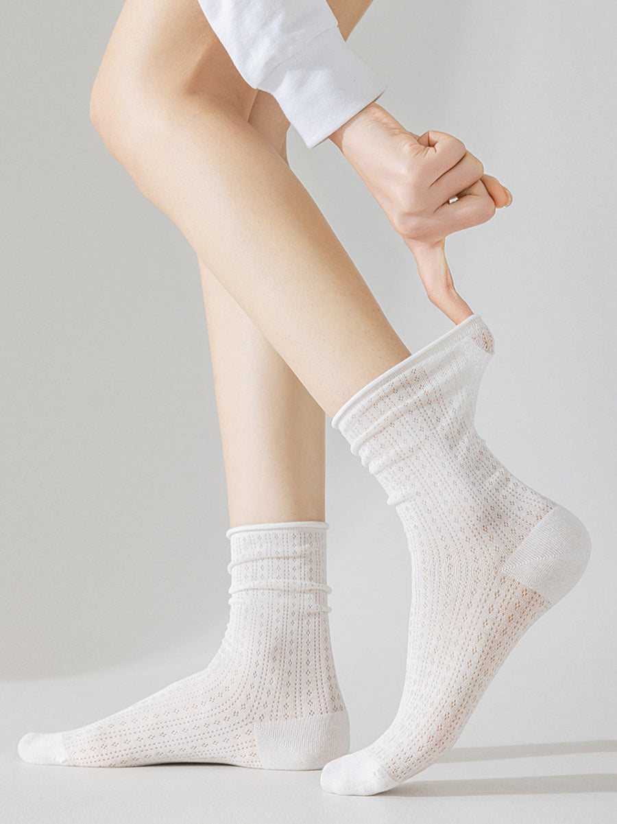 6 Pairs Women Summer Casual Pure Color Socks