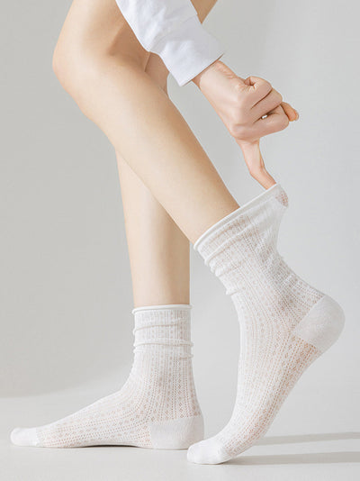 6 Pairs Women Summer Casual Pure Color Socks