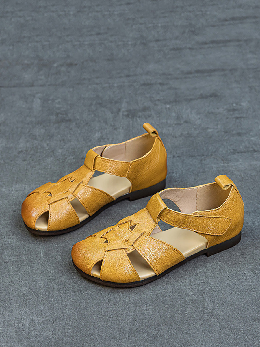Women Summer Soft Leather Spliced Sandals