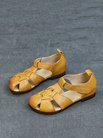 Women Summer Soft Leather Spliced Sandals
