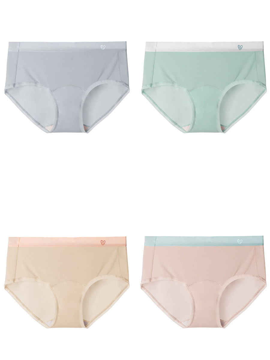 4 Pieces Summer Women Colorblock 100%Cotton Underwear