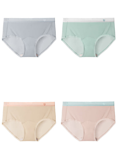 4 Pieces Summer Women Colorblock 100%Cotton Underwear