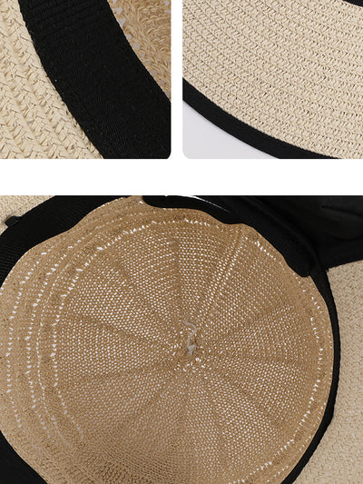 Women Summer Straw Weave Bowknot Sunproof Hat
