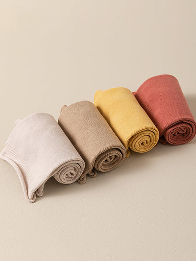 5 Pairs Women Casual Solid Cotton Mid-leg Socks