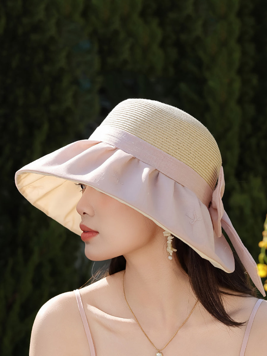 Women Summer Sunproof Straw Spliced Hat