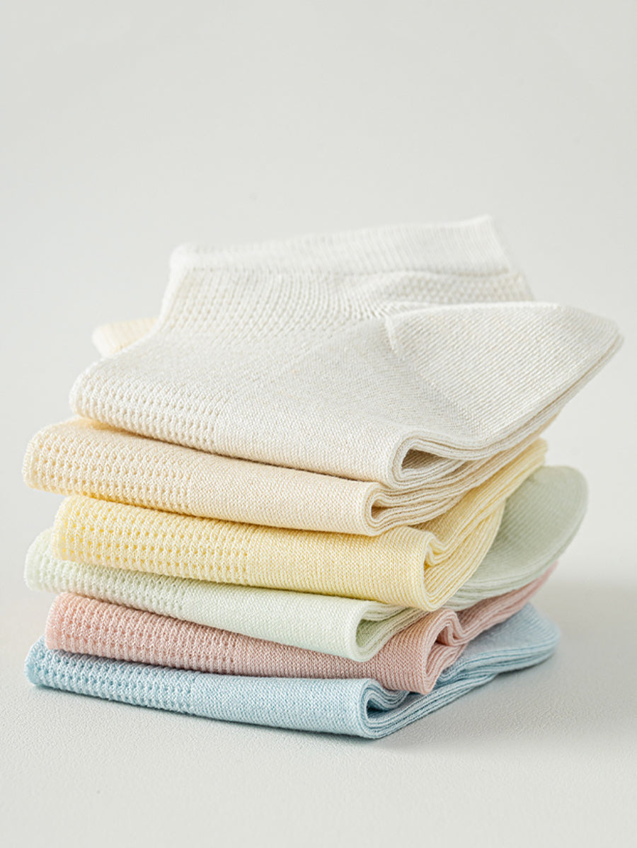 5 Pairs Women Summer Pure Color Short Socks