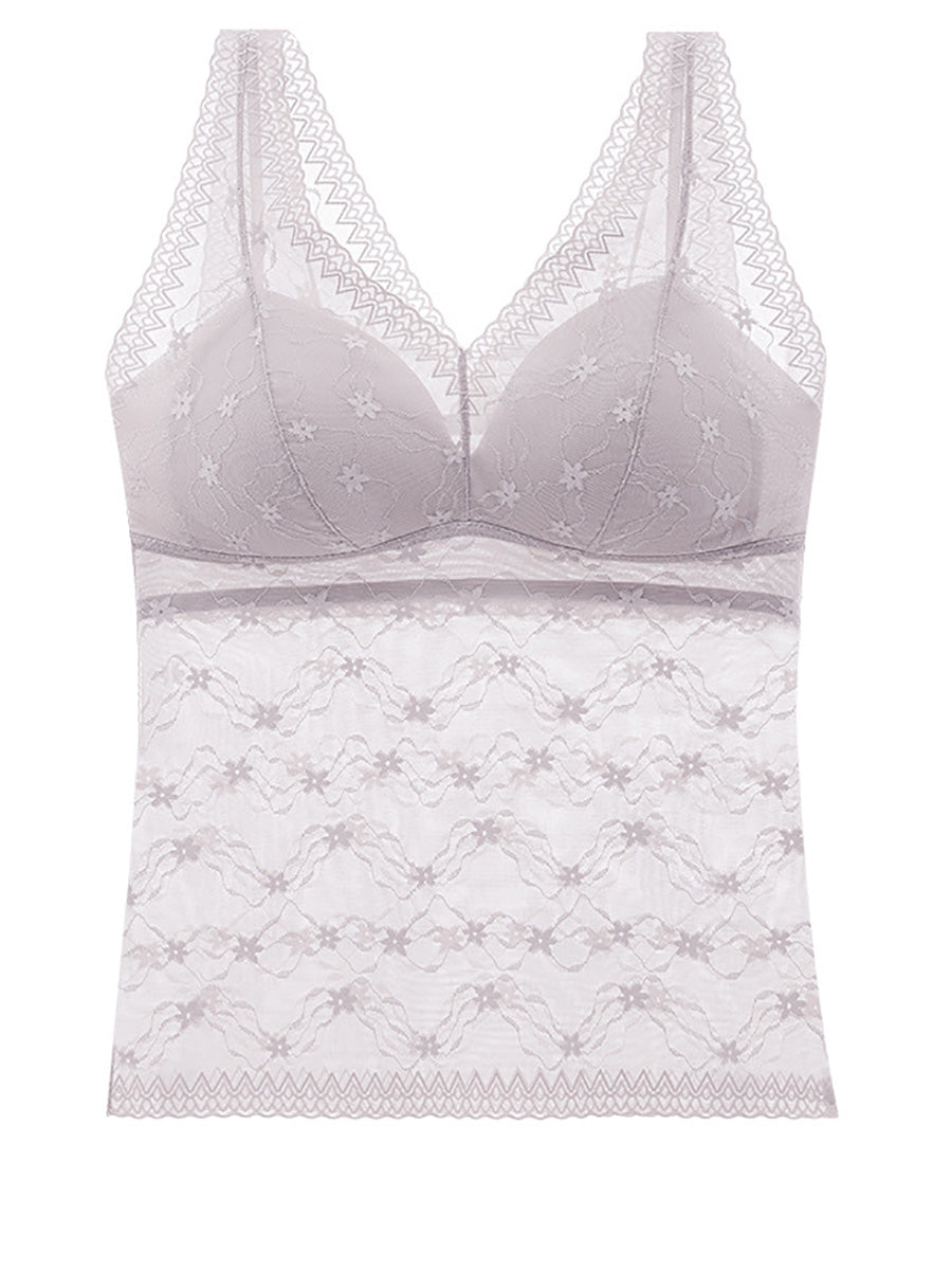 Women Summer Lace Seamless With Breast Pads Base