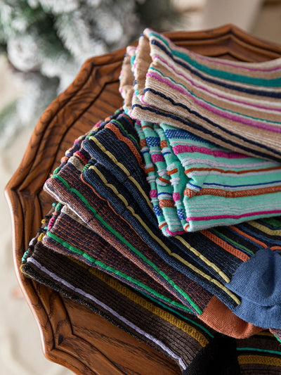 5 Pairs Stripe Adult Women Retro Autumn Winter Socks