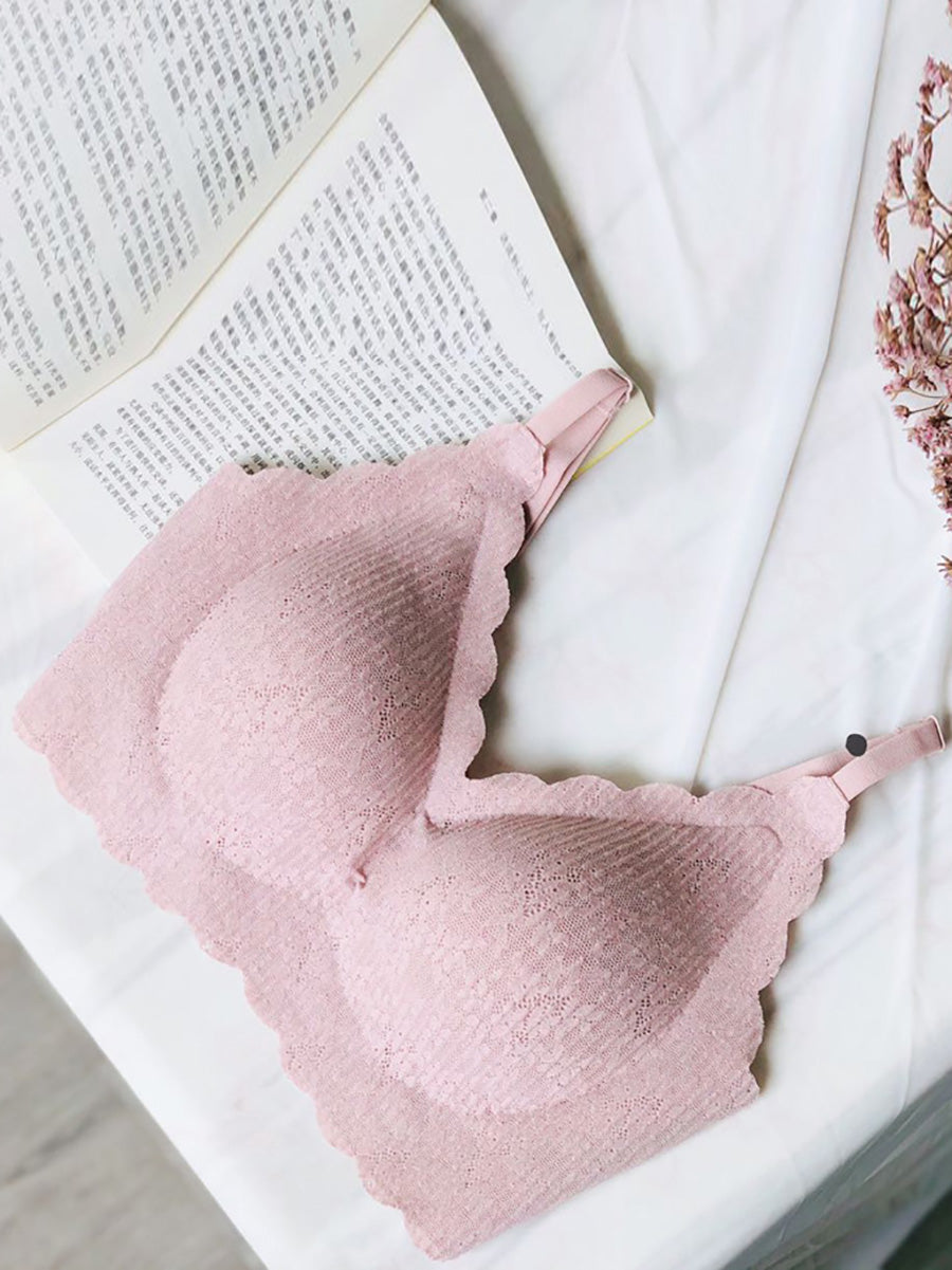 Women Summer Casual Pure Color Satin Seamless Bra