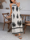 A-Line Loose Contrast Color Halter-Neck Maxi Dresses