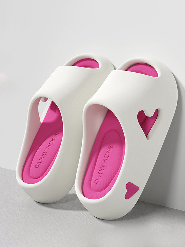 Contrast Color Hollow Open Toe Platform Shoes Slippers