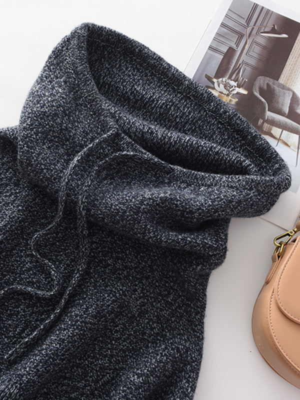 Casual Loose 3 Colors Hooded Long Sleeves Sweater Top