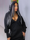 V-Neck Hollow Hooded Pocket Long Sleeve  Athletic Jumpsuit