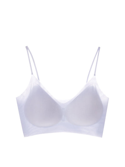 Women Artsy Summer Pure Color Satin Seamless Bra