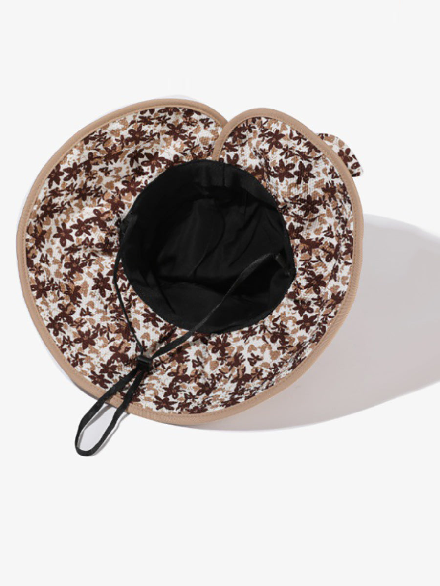 Women Summer Artsy Floral Bowknot Sunproof Hat
