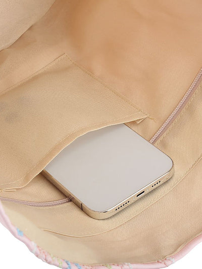 Women Artsy Straw Spliced Large Capacity Bag