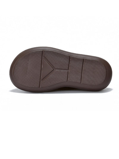 Women Genuine Leather Weave Platform Slippers