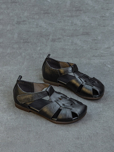 Women Summer Soft Leather Spliced Sandals