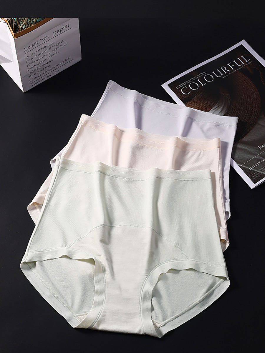 6 Pieces Summer Women Pure Color High Waist Underwear