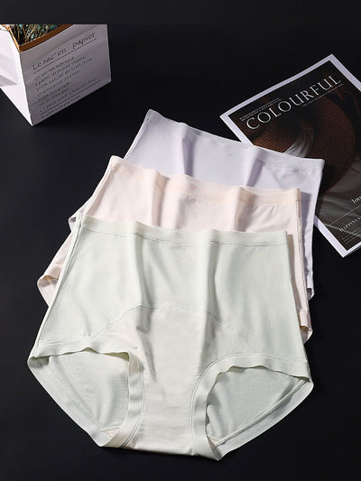 6 Pieces Summer Women Pure Color High Waist Underwear