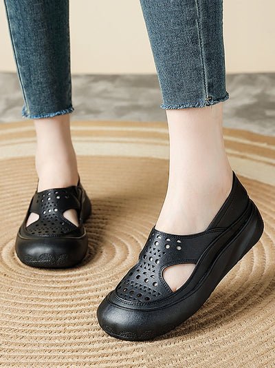 Women Summer Casual Genuine Leather Flat Sandals