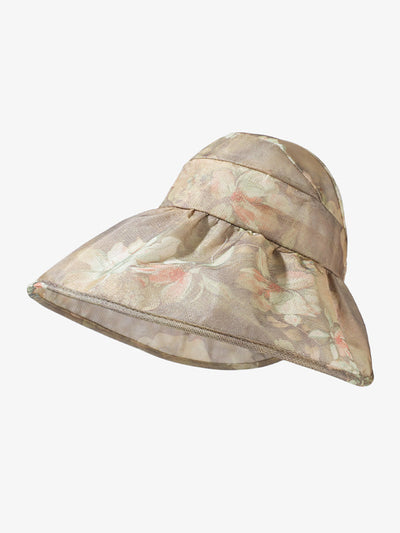 Women Summer Artsy Flower Large Brim Sunproof Hat