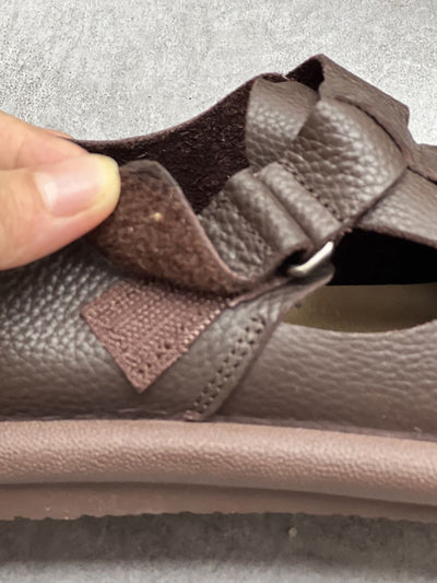 Women England Style Soft Leather Solid Flat Shoes