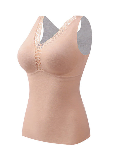 Women Winter Warm V-Neck Lace With Bra Pad Base