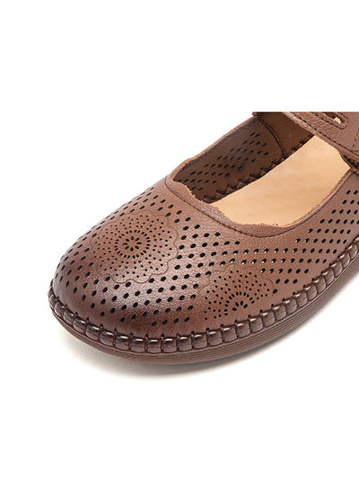 Women Summer Casual Genuinel Leather Low Heel Shoes