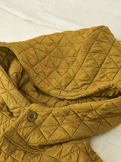 Women Winter Artsy Solid Button Pocket Hooded Vest