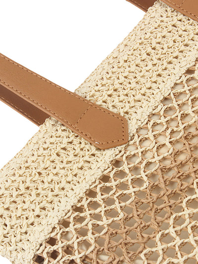 Women Summer Straw Weave Colorblock Shoulder Bag