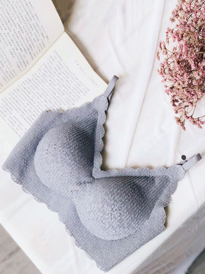 Women Summer Casual Pure Color Satin Seamless Bra