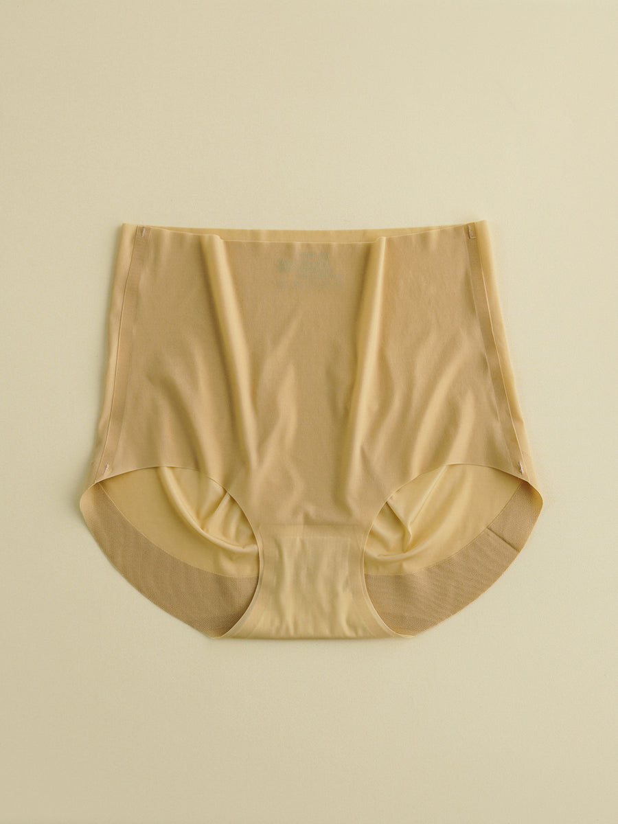 2 Pieces Women Casual Solid Silk High-Waist Breathable Underwear