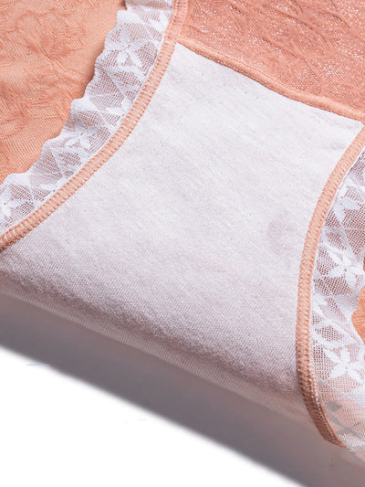 6 Pieces Summer Women Flower Jacquard High Waist Underwear