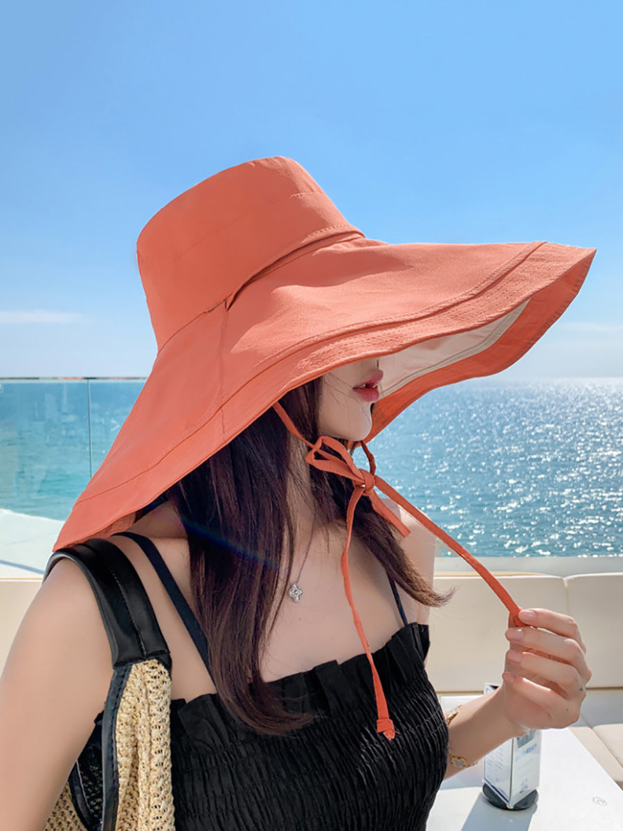 Women Casual Large Brim Dual-side Wearing Sunproof Hat