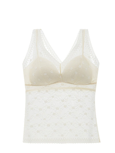 Women Summer Lace Seamless With Breast Pads Base