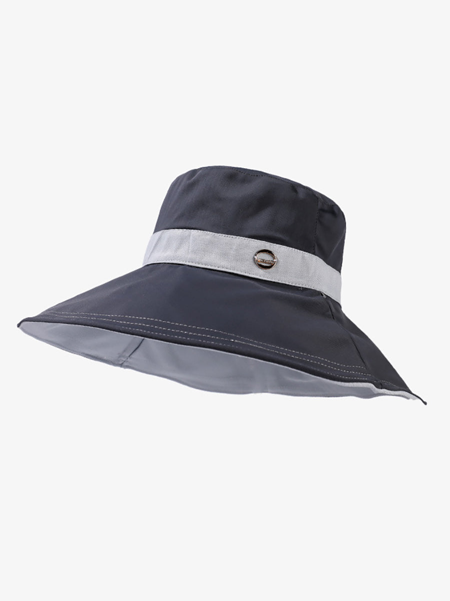 Women Summer Colorblock Large Brim Sunproof Hat