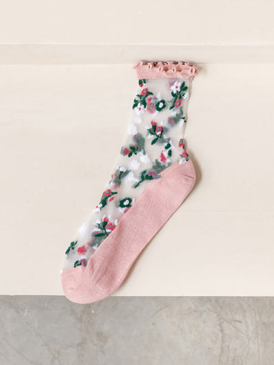 5 Pairs Women Summer Floral Lace Spliced Socks