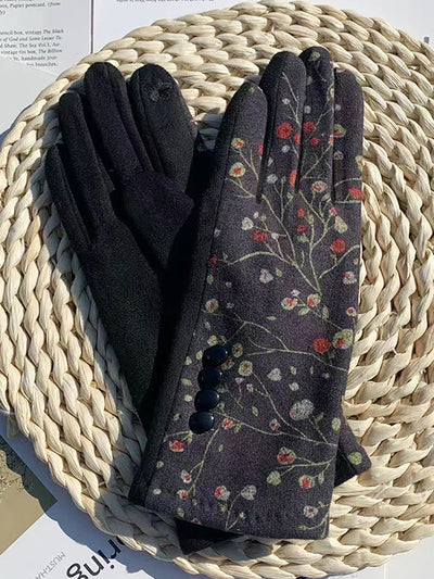 Winter Outdoor Floral Windproof Fashion Gloves