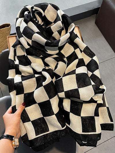 Linen Plaid Printed Sun-Proof Warm Shawl Scarf