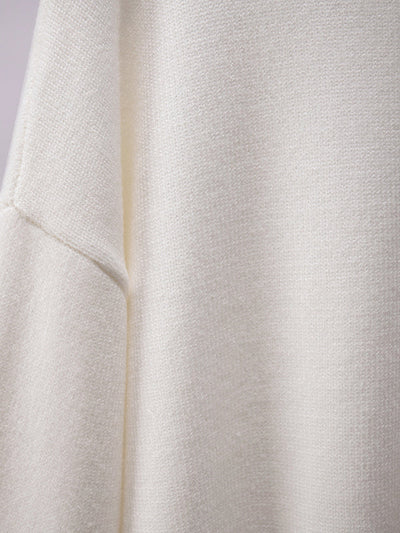 High-Low Long Sleeves Solid Color Split-Joint High Neck Sweater Tops