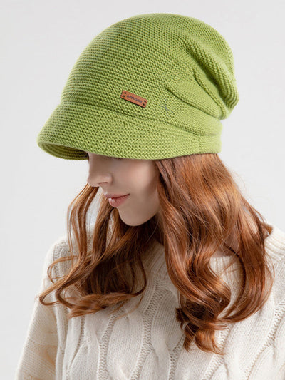 Flat Brim Solid Color Split-Joint Hats Knitted Hats