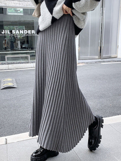 A-Line High Waisted Pleated Solid Color Skirts Bottoms