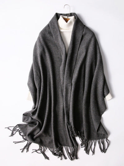 Keep Warm Solid Color Tasseled Shawl&Scarf