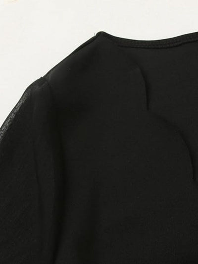 Long Sleeves Loose Elasticity See-Through Split-Joint V-Neck Mini Dresses