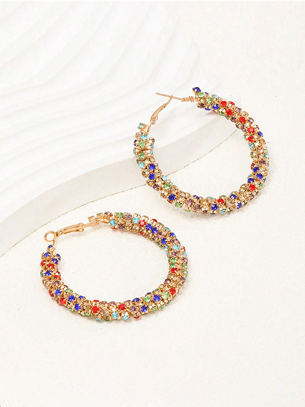 Geometric Rhine Stones Drop Earrings